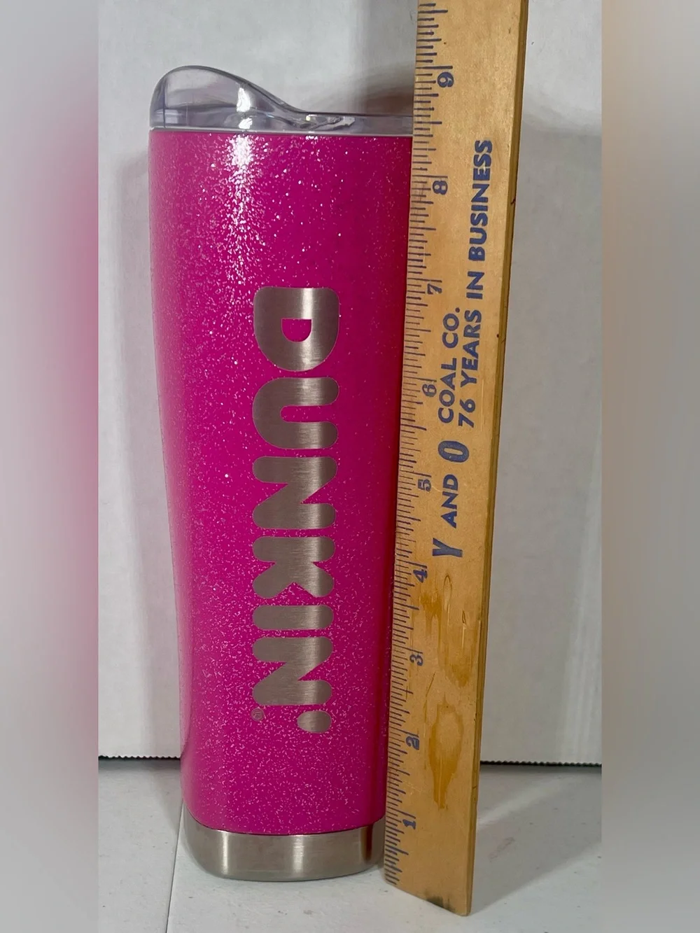 Dunkin Donuts 20oz Pink Glitter Stainless Steel Insulated Travel Tumbler 2022